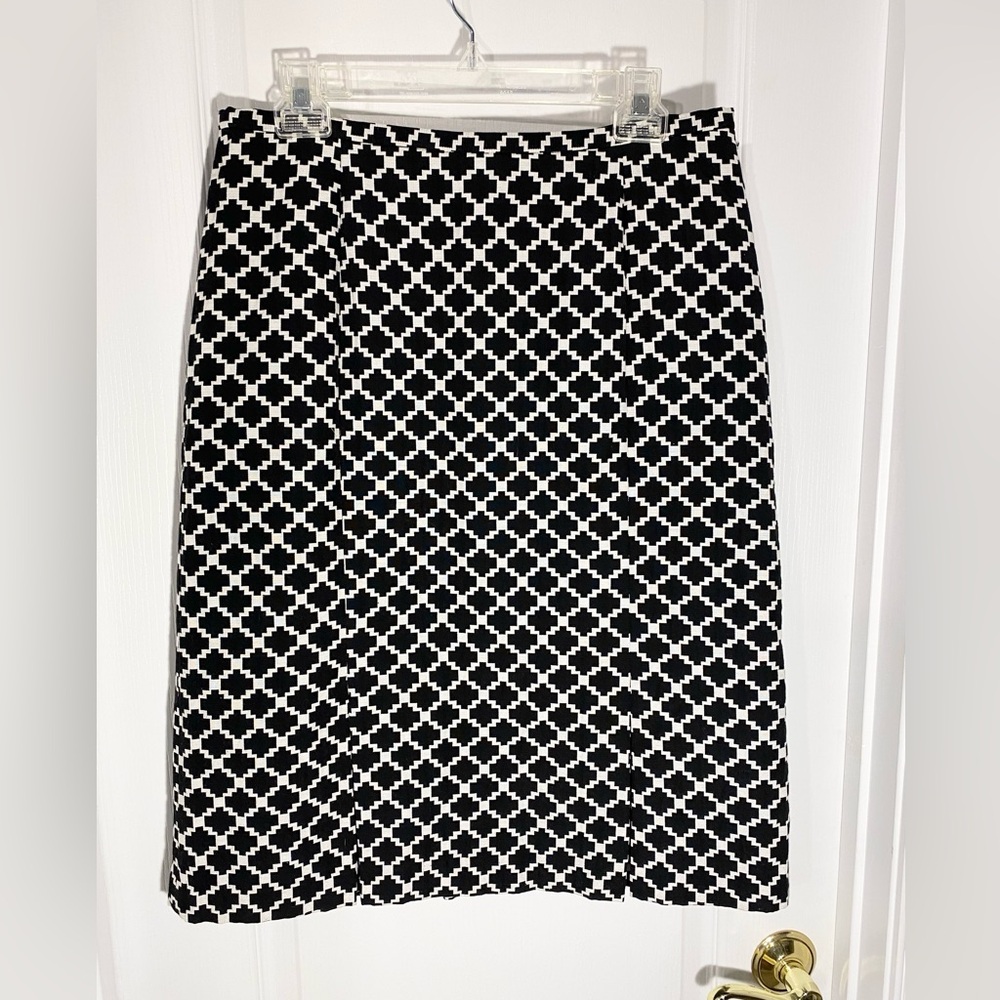 Vintage Harold's Mod Geometric Pattern Pencil Skirt Black White Size 10